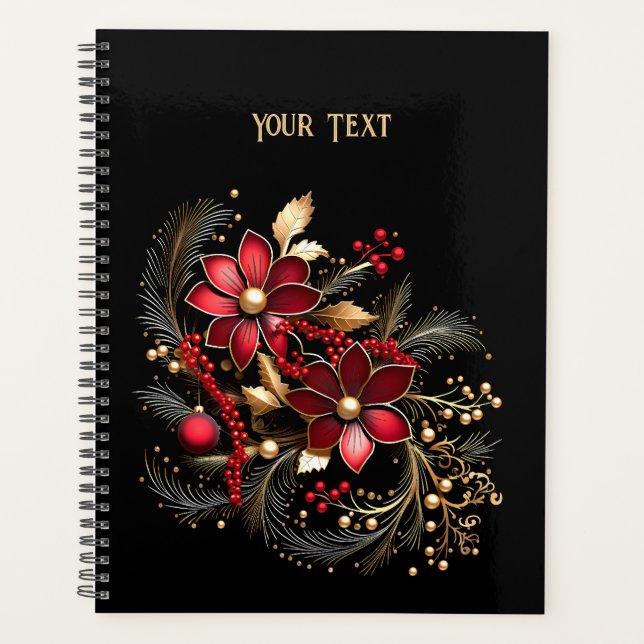 Red Decorative Flowers Planner (Front)