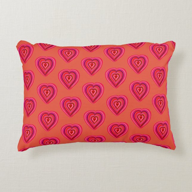 red decorative heart accent pillow (Front)