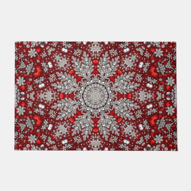 Red Decorative Holiday Doormat (Front)