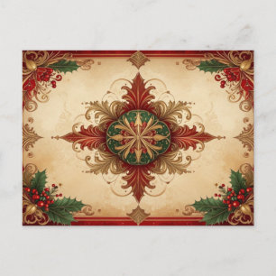 Red Decorative Holiday Postcard