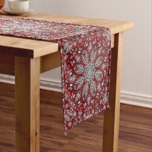 Red Decorative Holiday Table Runner