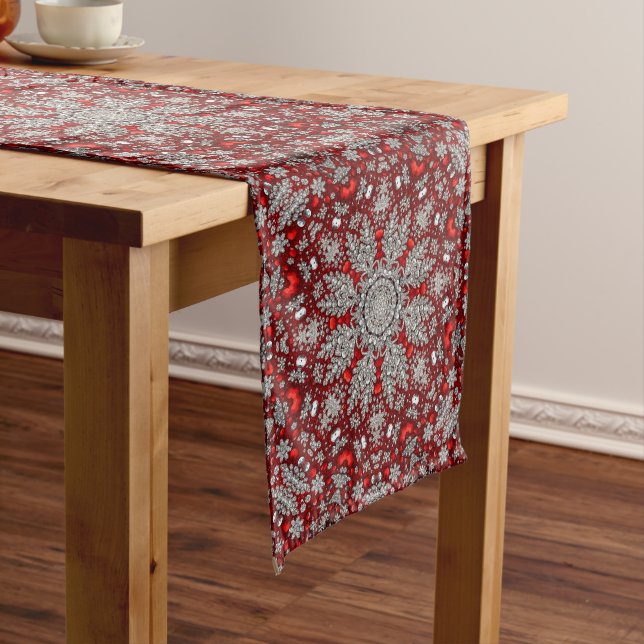 Red Decorative Holiday Table Runner (In Situ)