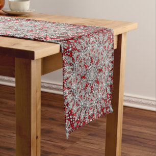 Red Decorative Holiday Table Runner
