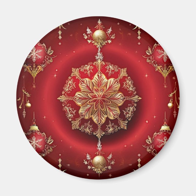 Red Decorative Ornaments Holiday Magnet (Front)