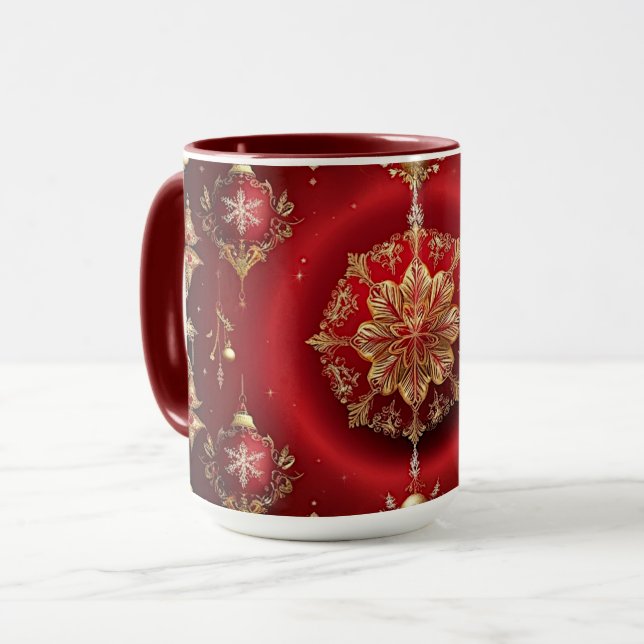 Red Decorative Ornaments Holiday Mug (Front Left)