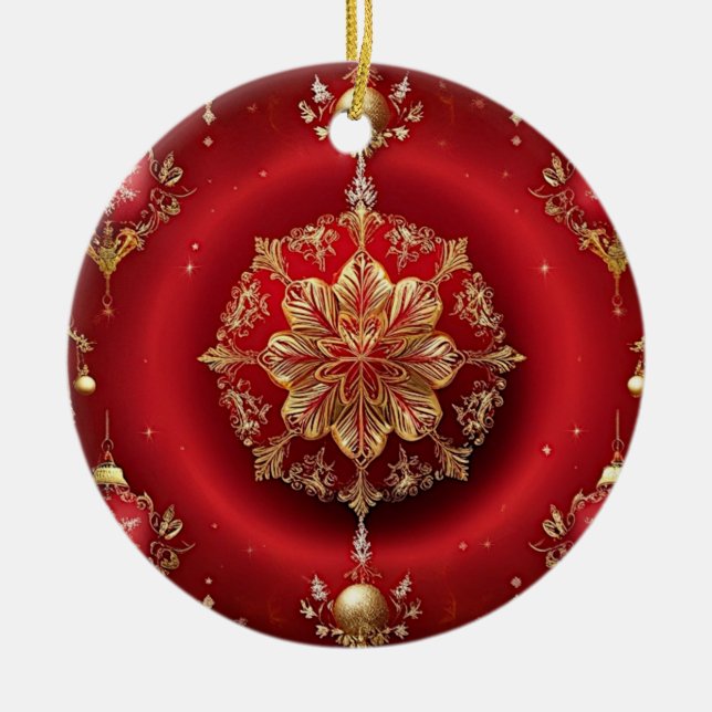 Red Decorative Ornaments Holiday Ornament (Front)