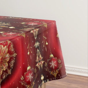 Red Decorative Ornaments Holiday Tablecloth