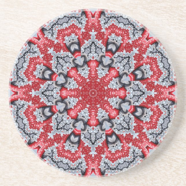 Red Decorative Sandstone Coaster (Front)