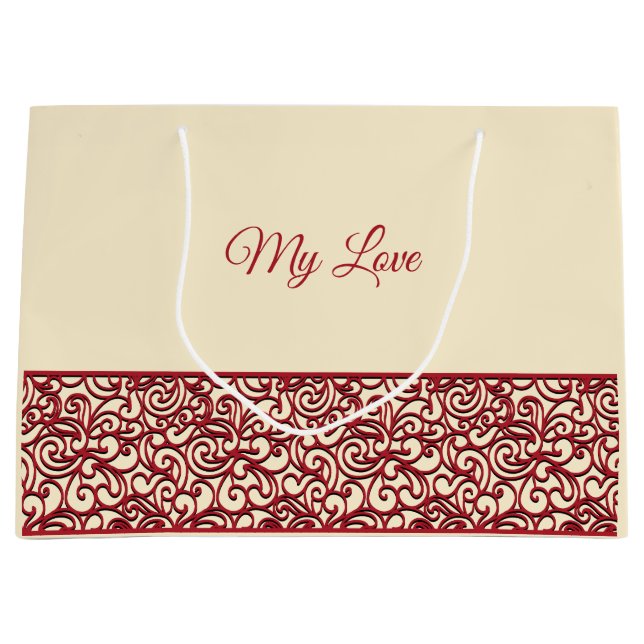 Red Decorative Swirl Large Gift Bag (Front)