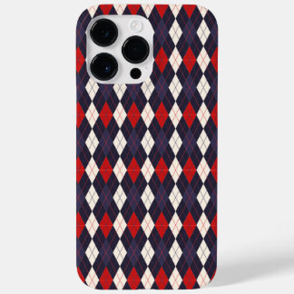 Red deep violet argyle pattern Case-Mate iPhone 14 pro max case