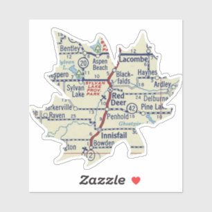 Red Deer Alberta Vintage Map