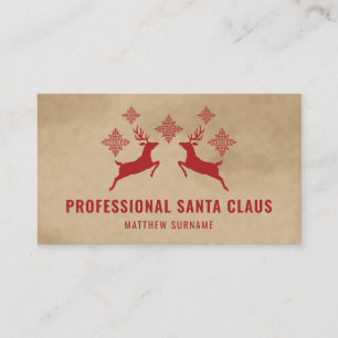 Red Deer And Snowflakes Professional Santa Claus Business Card