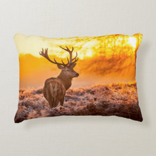 Red Deer in Morning Sun. deer,animal,wildlife,natu Decorative Cushion