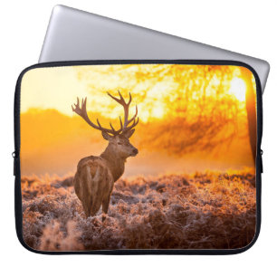 Red Deer in Morning Sun. deer,animal,wildlife,natu Laptop Sleeve