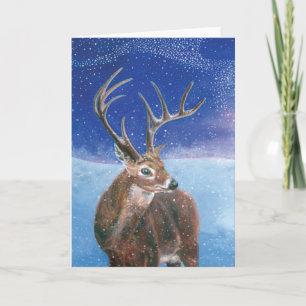 Red Deer stag in Winter Card