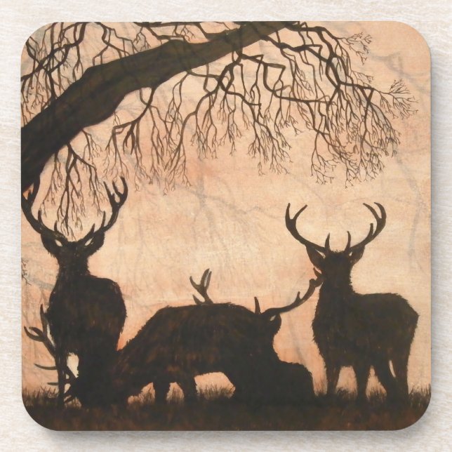 Red Deer Stags Coasters Set (Front)