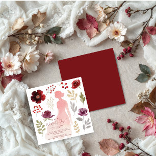 Red Delicate Floral Woman Happy Women's Party Invitation