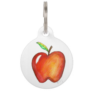 Red Delicious Apple Fruit Fruity Personalised Pet Tag