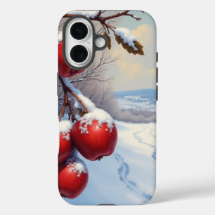 Red delicious apples and snow iPhone 16 case