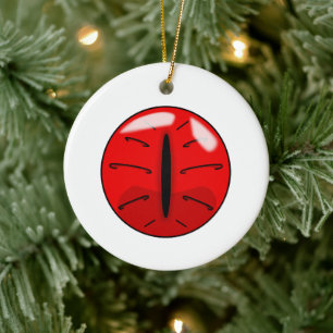 Red Demon Cat Eye Ceramic Ornament