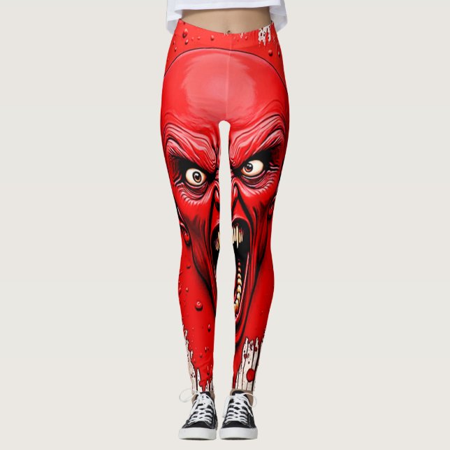 Red Demon Fury Art Leggings (Front)