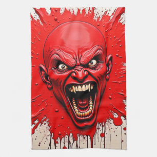 Red Demon Fury Art Tea Towel