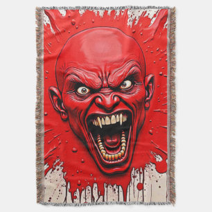 Red Demon Fury Art Throw Blanket