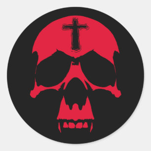 Red Demon Skull Gothic Graphic Design Classic Round Sticker