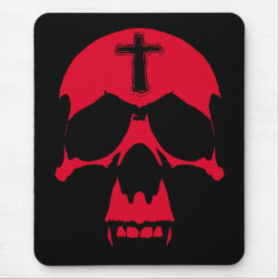 Red Demon Skull Gothic Graphic Design Mouse Pad