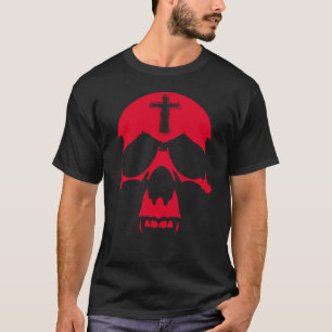 Red Demon Skull Gothic Graphic Design T-Shirt