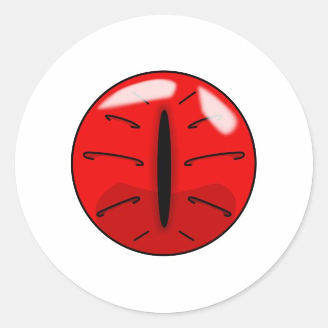 Red Demonic Cat Eye Classic Round Sticker (Front)