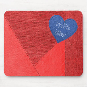 Red Denim Heart with Quote Mouse Pad