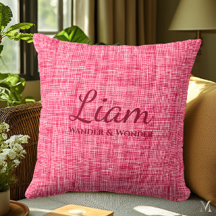 Red Denim Texture Personalised Rustic Home Decor Cushion