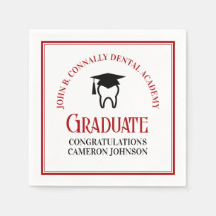 Red Dental School Custom Dentist Graduation Party Napkin