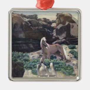 Red Desert, WY - Wild Palomino Stallion captured Metal Ornament