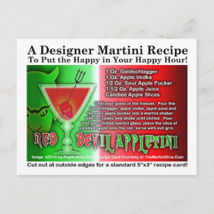 Red Devil Apple Martini Halloween Recipe Postcard