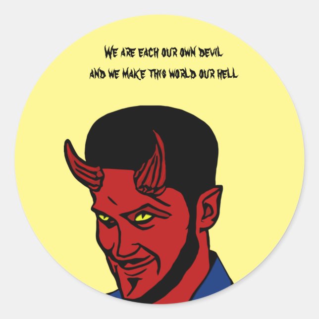 Red Devil Demon Man Lucifer Horror Goth Art Classic Round Sticker (Front)