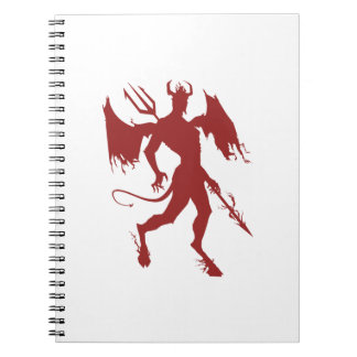 Red devil, Lucifer, Diablo, satin, walking holding Notebook