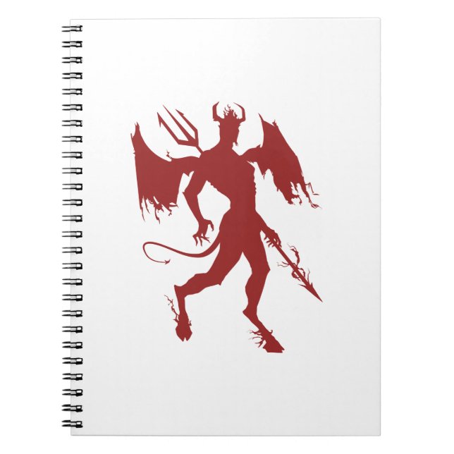 Red devil, Lucifer, Diablo, satin, walking holding Notebook (Front)