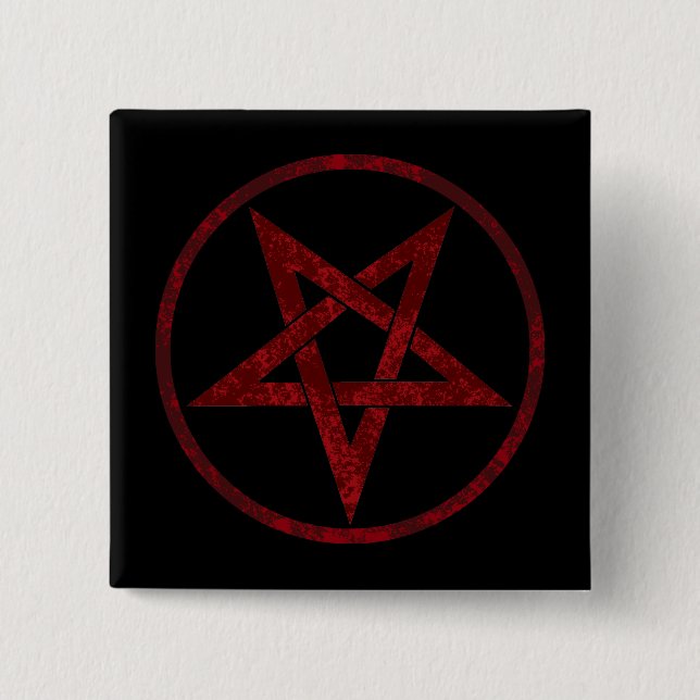 Red Devil Pentagram 15 Cm Square Badge (Front)