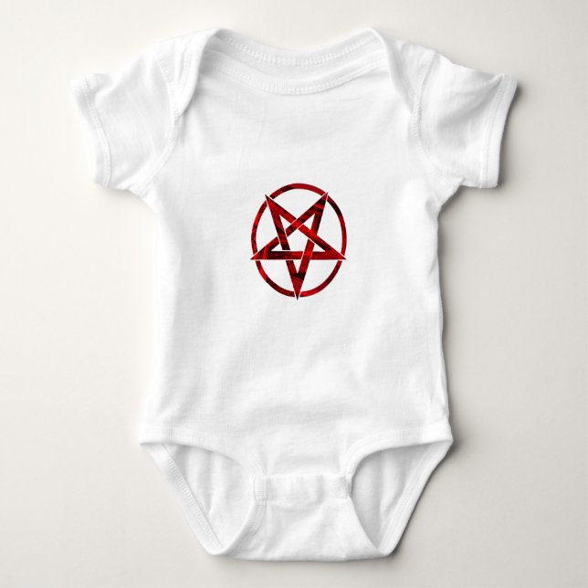 Red Devil Pentagram Baby Bodysuit (Front)