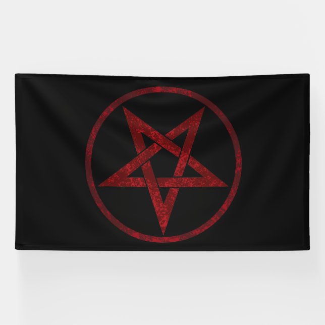Red Devil Pentagram Banner (Horizontal)