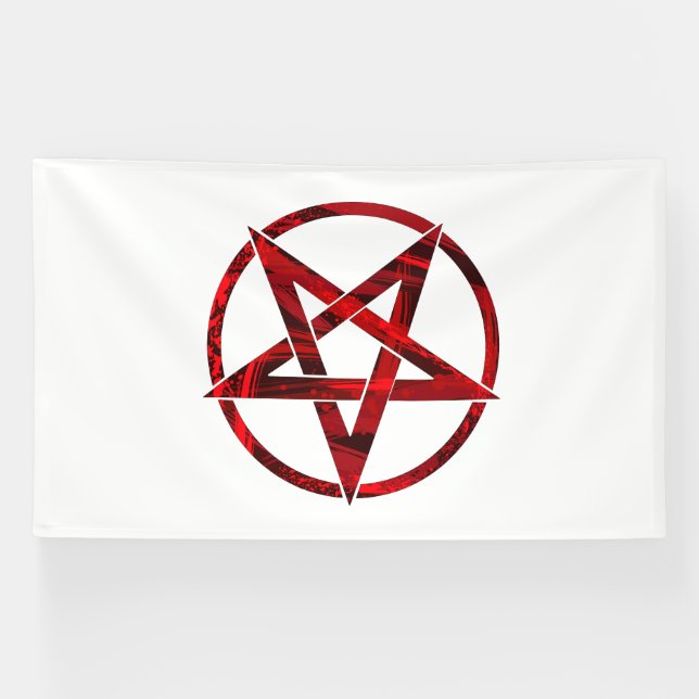 Red Devil Pentagram Banner (Horizontal)