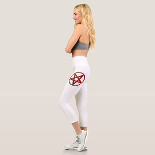 Red Devil Pentagram Capri Leggings