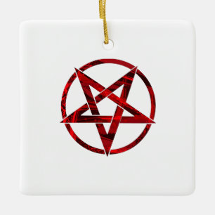 Red Devil Pentagram Ceramic Ornament