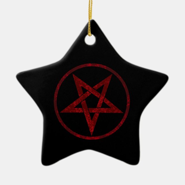 Red Devil Pentagram Ceramic Ornament (Front)
