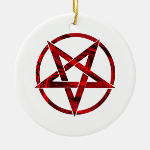 Red Devil Pentagram Ceramic Ornament