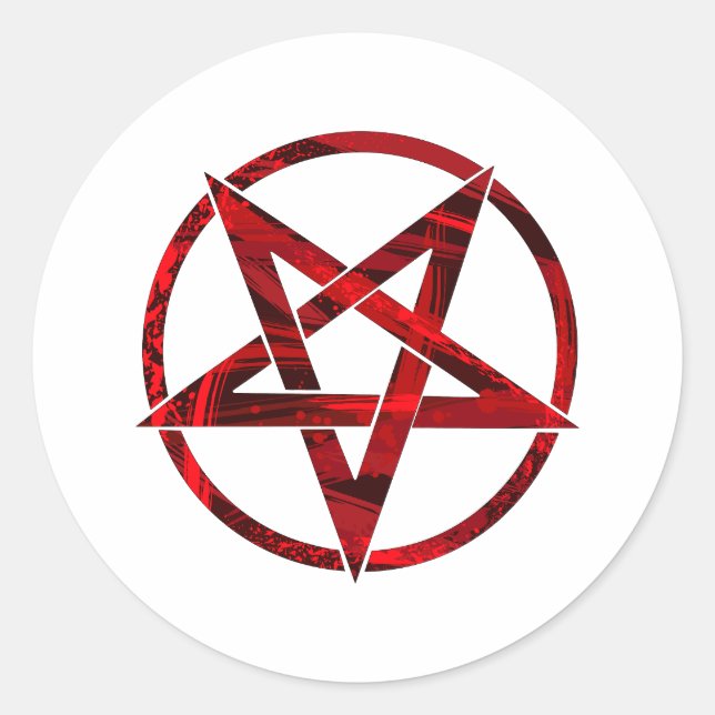 Red Devil Pentagram Classic Round Sticker (Front)