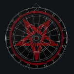 Red Devil Pentagram Dartboard<br><div class="desc">Red,  inverted,  textured pentagram in circle,  on black background. Occult symbol. 666</div>