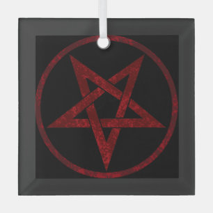 Red Devil Pentagram Glass Tree Decoration
